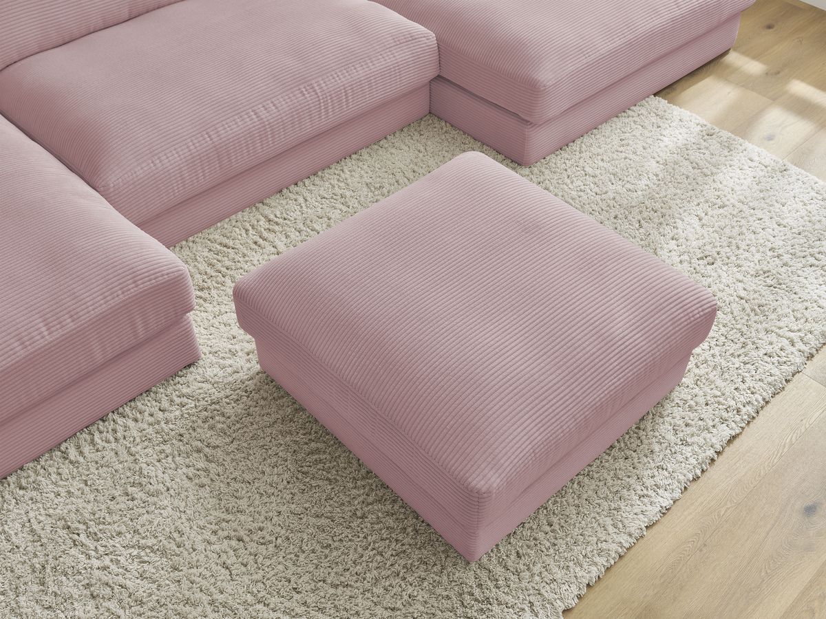 Bobochic Leonard Wohnlandschaft mit Pouf 349 × 159 cm Cordsamt Violett