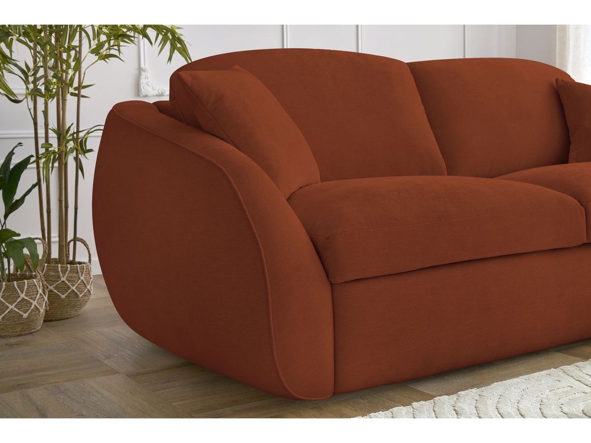 Bobochic Cezanne Schlafsofa 3-Sitzer Stoff Orange, Liegefläche 140 × 194 cm
