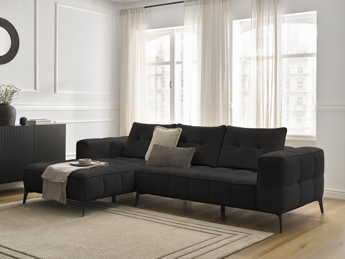 Bobochic Anis Ecksofa Strukturstoff Schwarz Ecke links