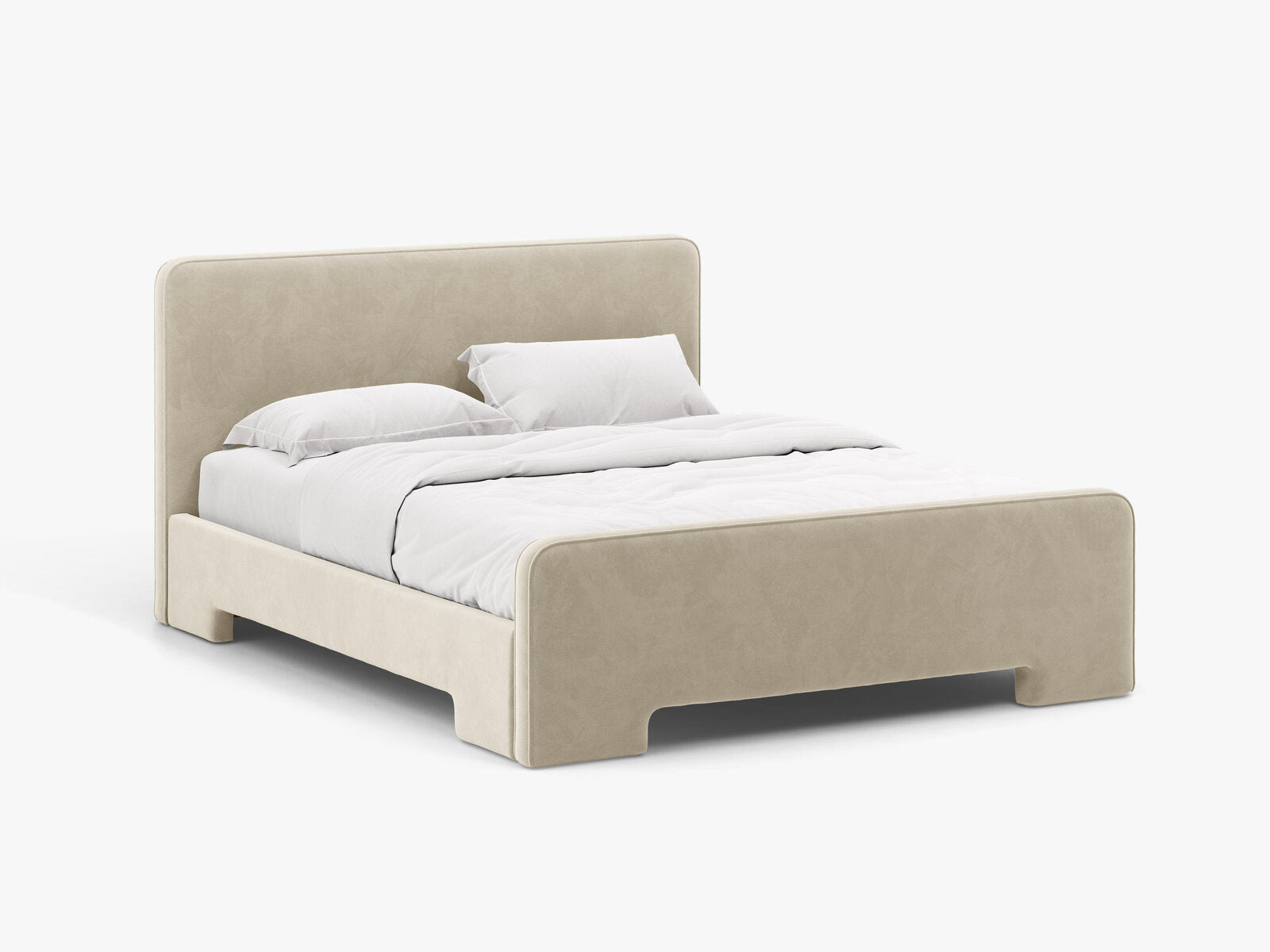 Micadoni Eda Bett mit Kopfteil Samt Casino Helles Beige 140x200