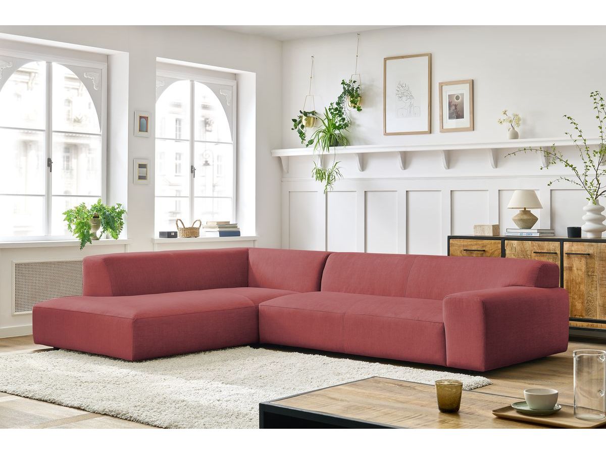 Bobochic Lavena Ecksofa 312 × 220 cm Samt Orange Ecke links