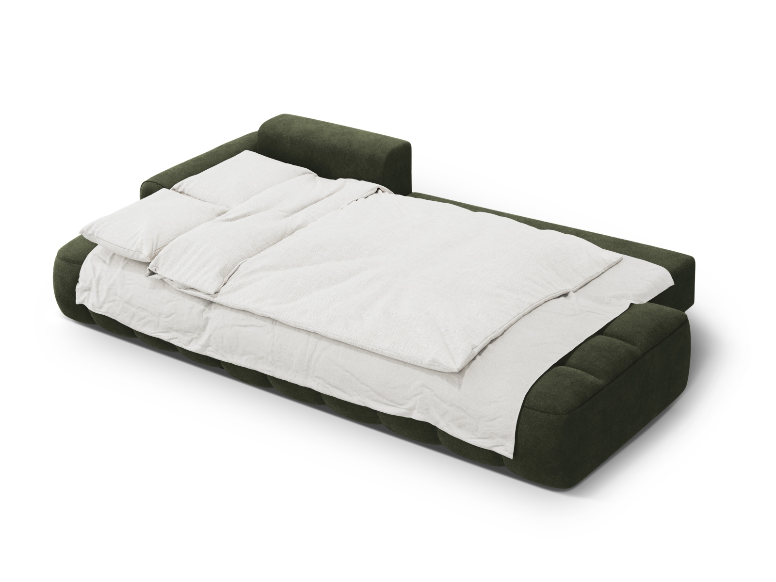 Cosmopolitan Design Ecksofa Linz 3-Sitzer offen mit Schlaffunktion Samt Vogue Grün Links
