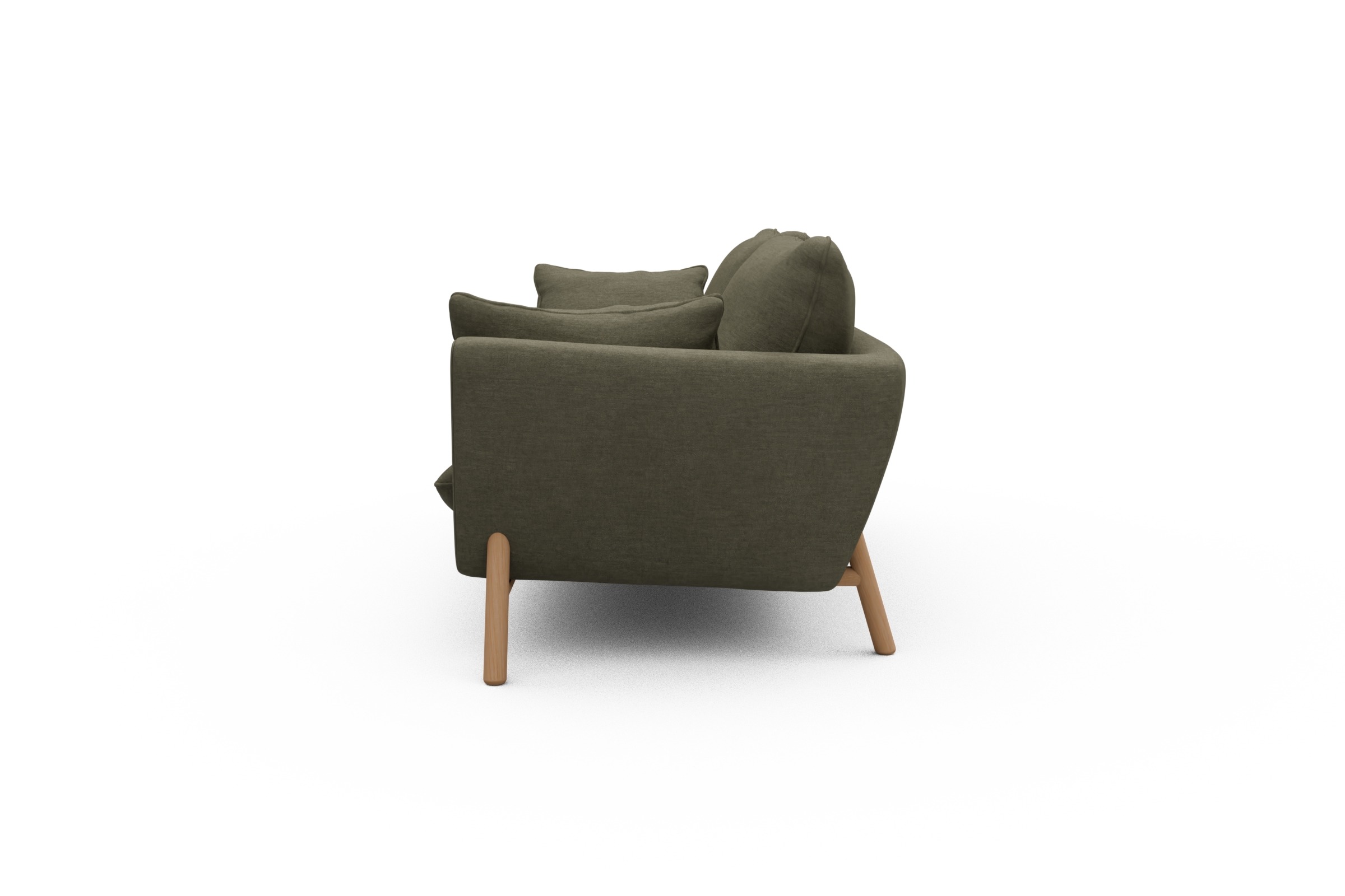 Sofa Emil 3-Sitzer Beinfarbe Eiche Natur Vivus-Dusty-Olive