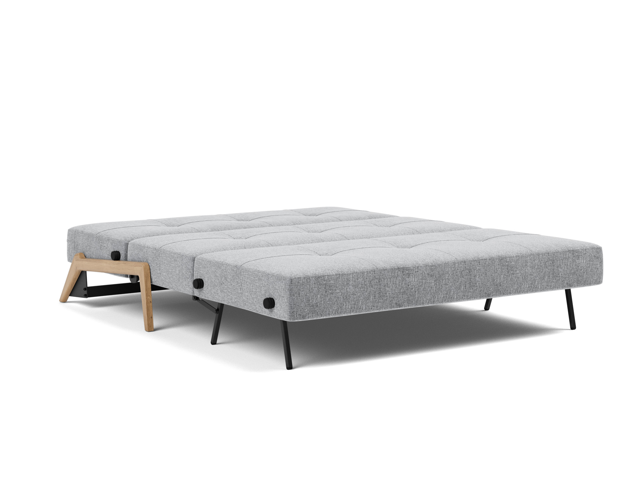 Schlafsofa Cubed 160 Strukturierter Stoff Twist 565-Granite Beine Eiche