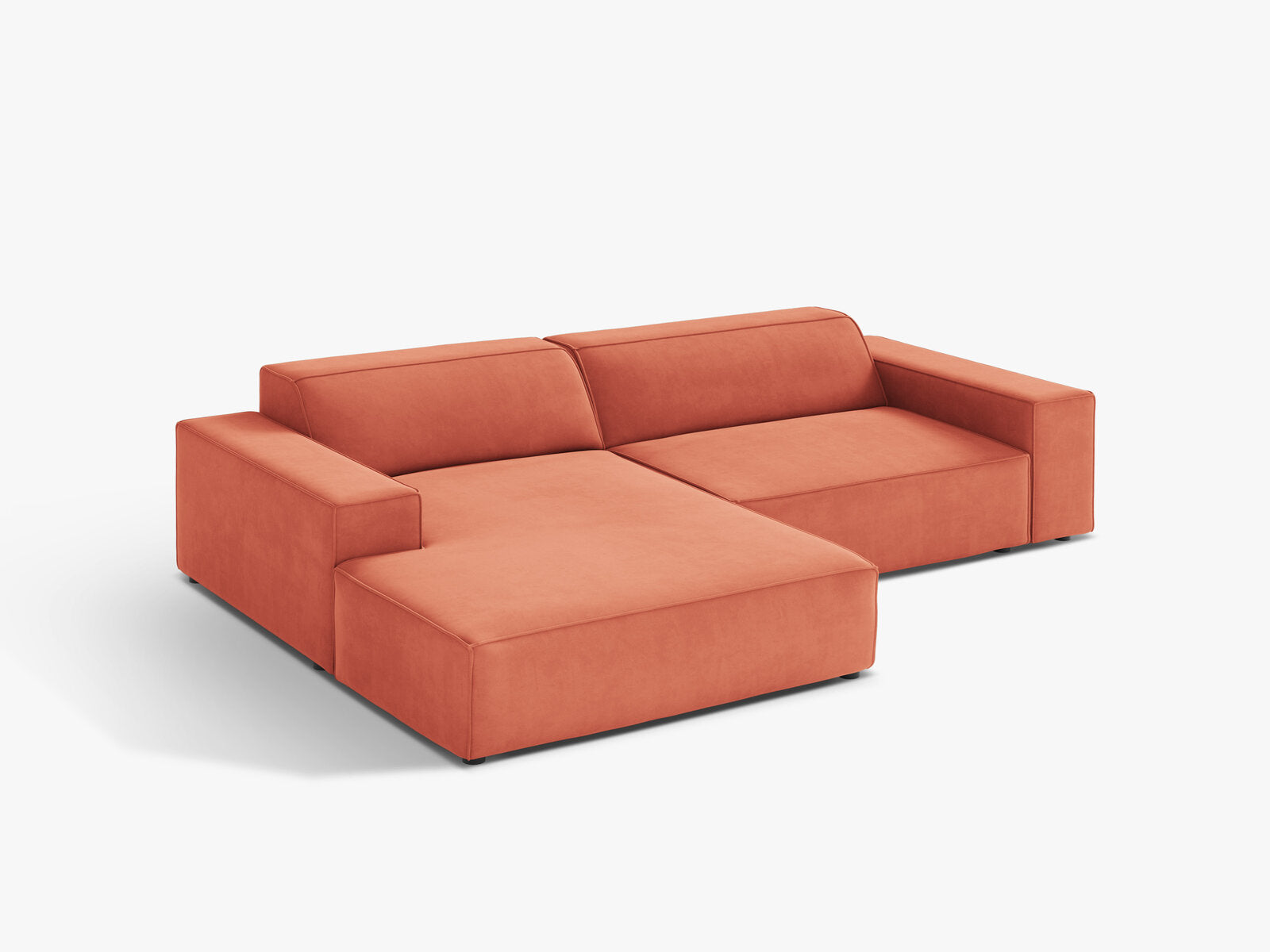 Micadoni Ecksofa Jodie 3-Sitzer Samt Venus Koralle Links