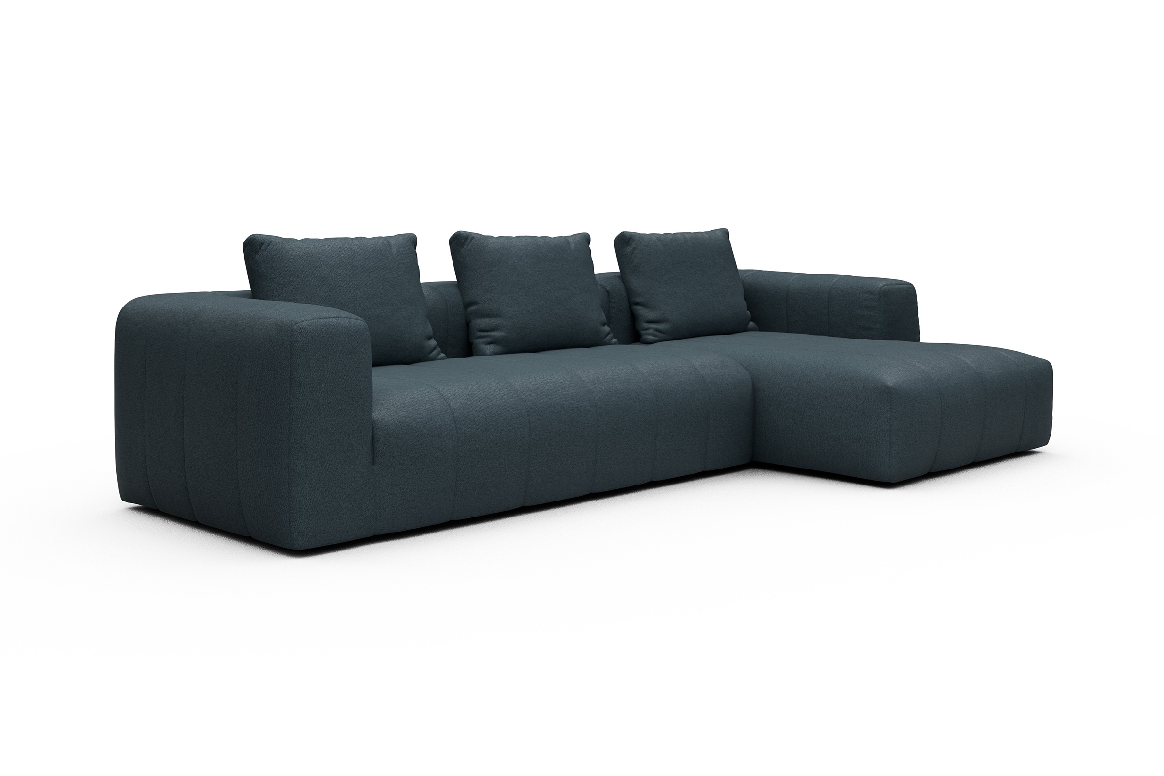 Ecksofa Hugo 2,5-Sitzer Armlehne links mit Chaiselongue Denari-Royal-Blue