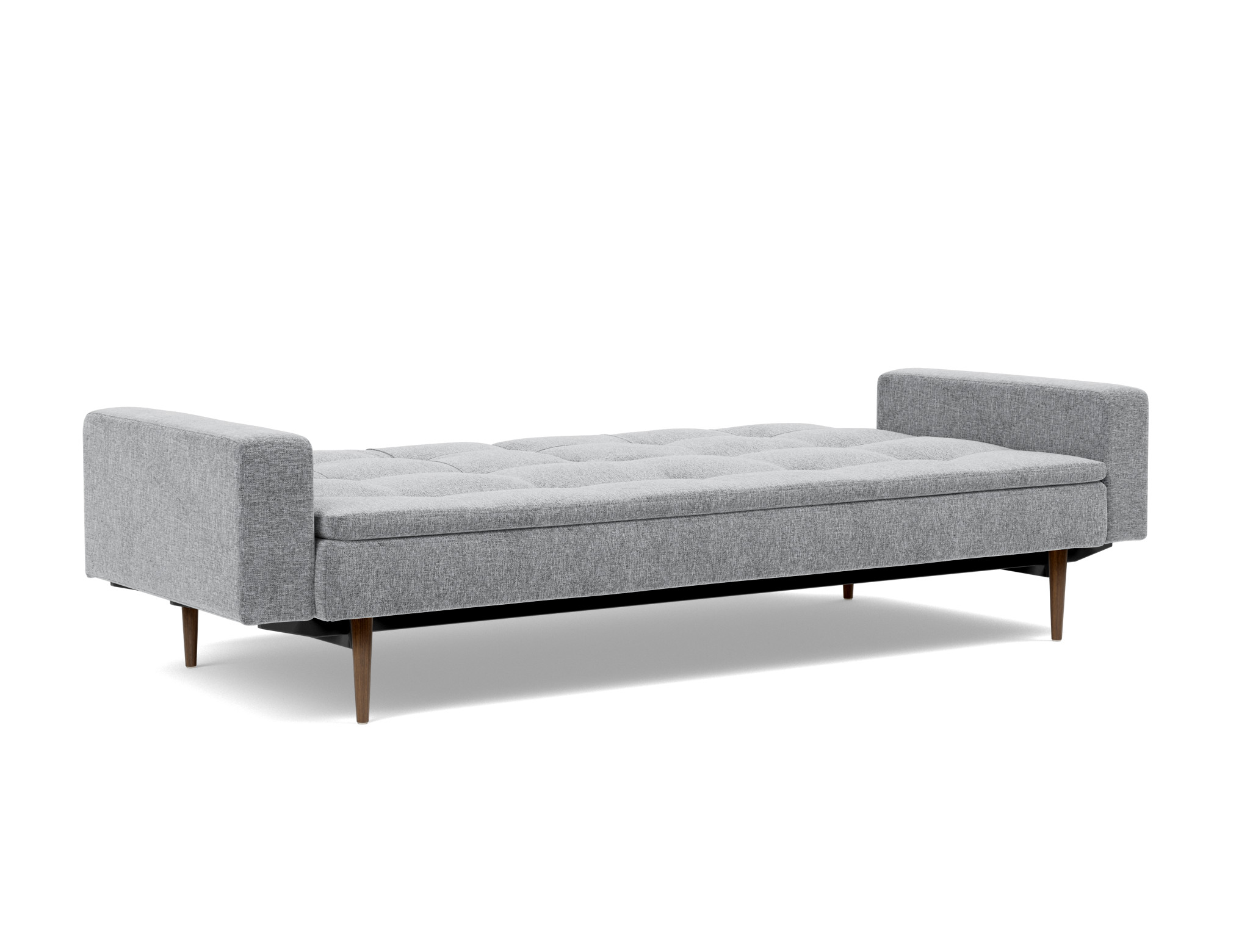 Schlafsofa Dublexo mit Armlehnen Strukturierter Stoff Twist 565-Granite Beine Styletto Eiche dunkel