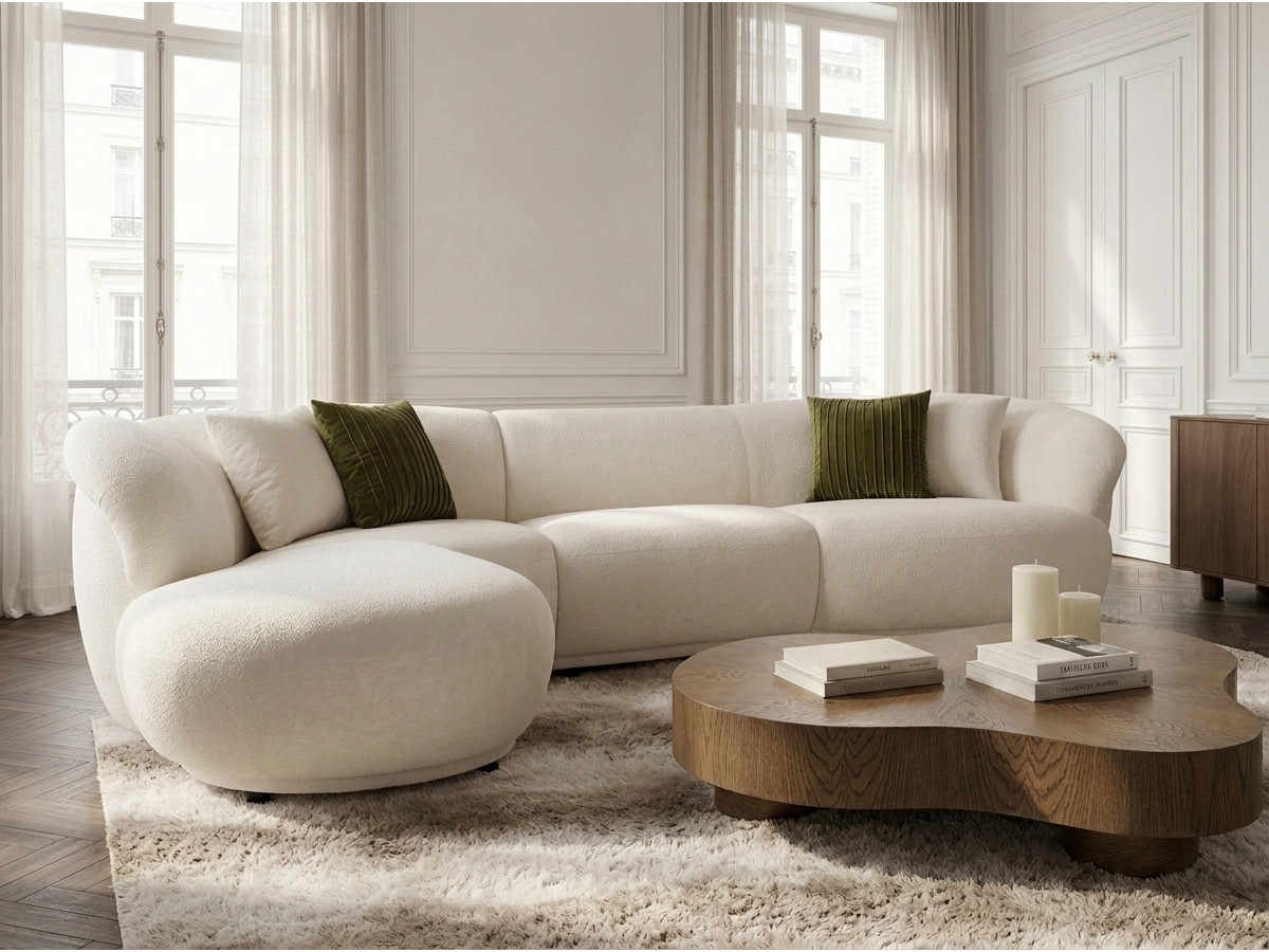 Bobochic Nora Ecksofa Chenille Weiß Ecke links