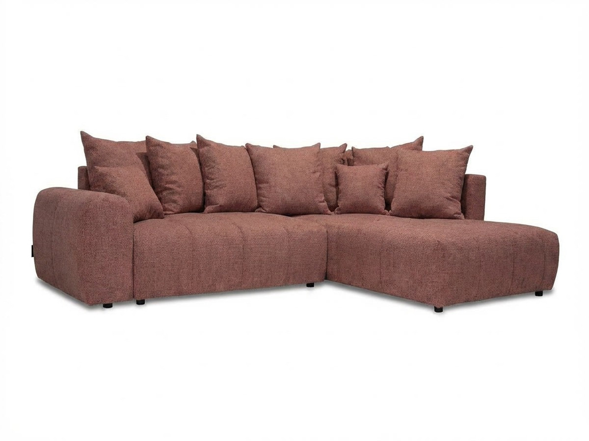 Bobochic Roxelane Ecksofa mit Schlaffunktion und Bettkasten Melange-Stoff Rot Ecke rechts