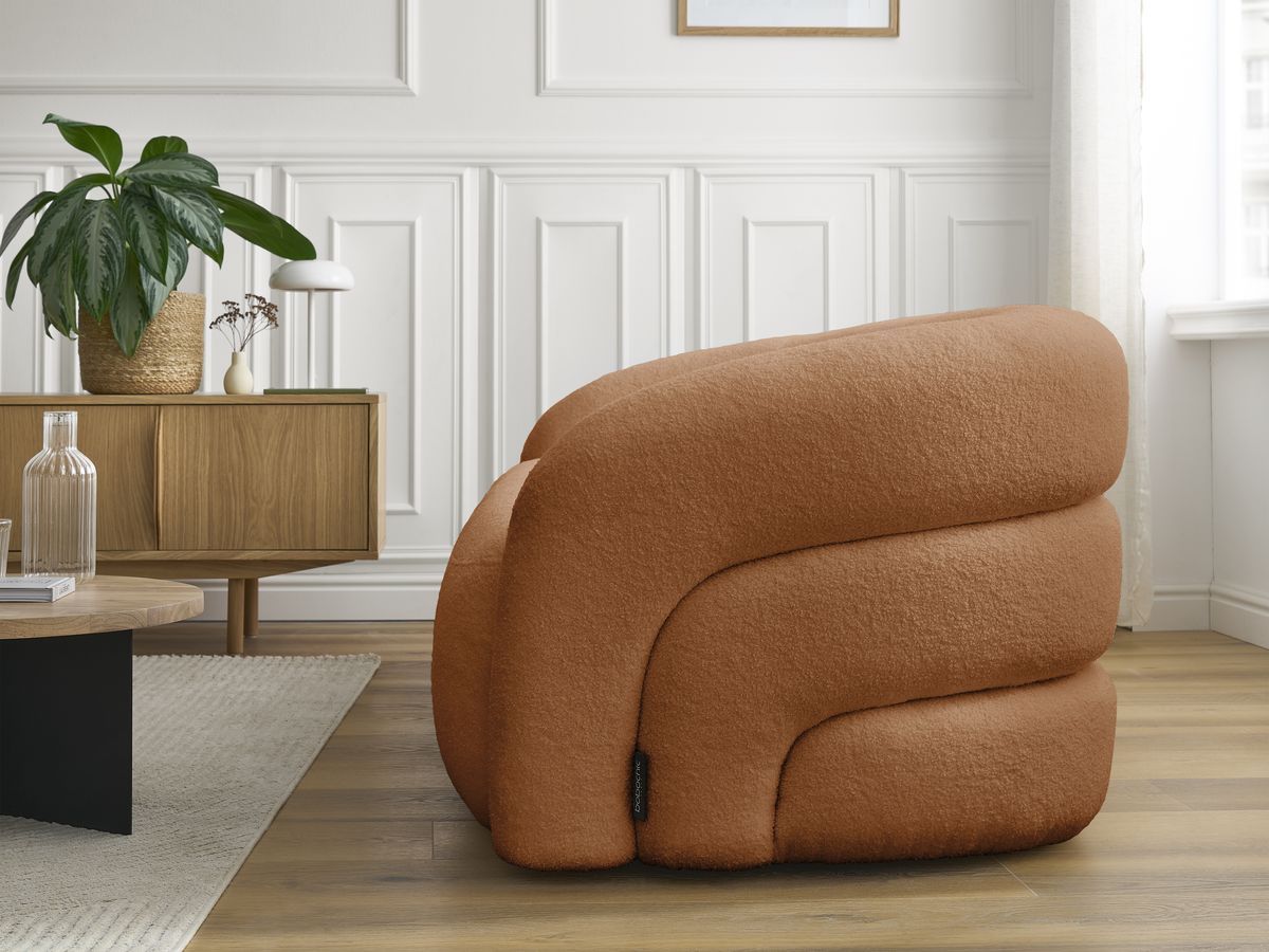 Bobochic Elina Sofa 3-Sitzer Bouclé-Stoff Orange