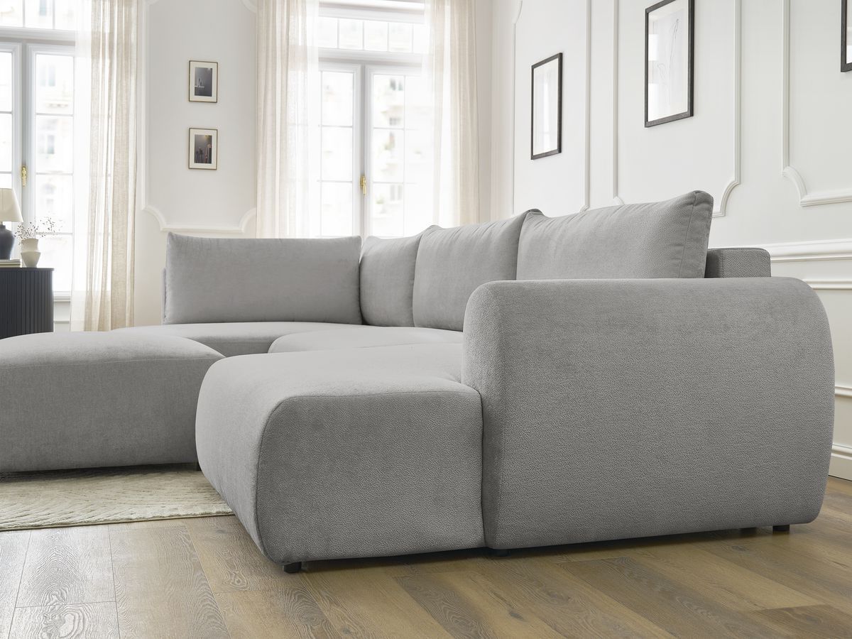Bobochic Lucien Wohnlandschaft mit Pouf Stoff Hellgrau Ecke rechts