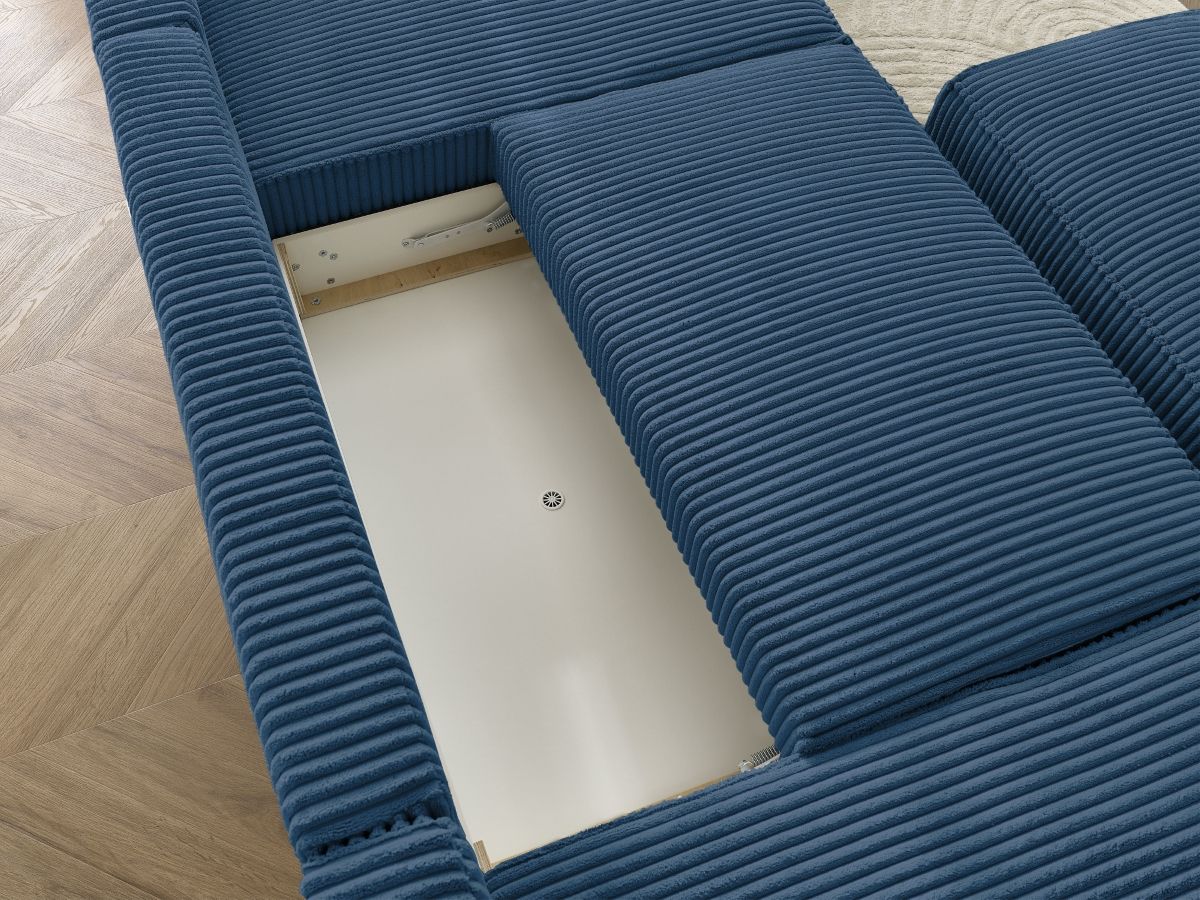 Bobochic Chelsea Wohnlandschaft mit Pouf Breitcord weich Dunkelblau