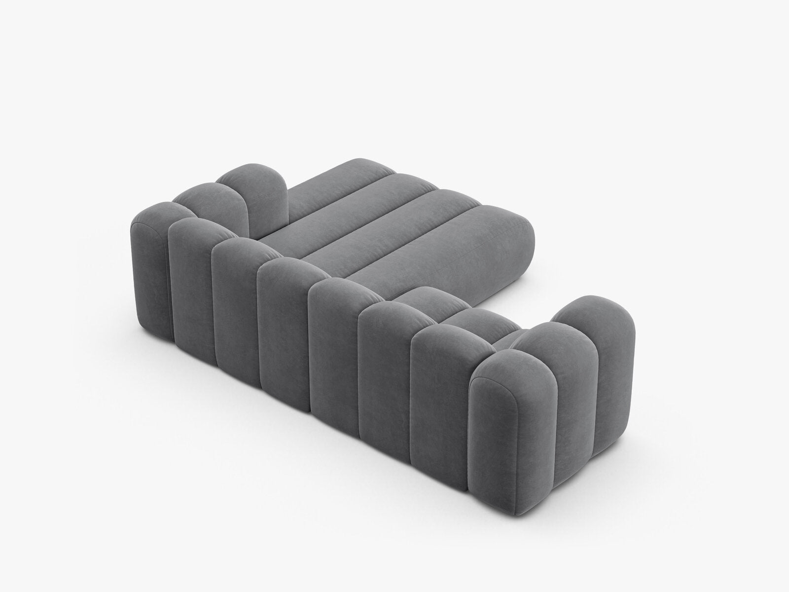 Micadoni Modulares Ecksofa Lupine 3-Sitzer Rechts Samt Salvador Grau