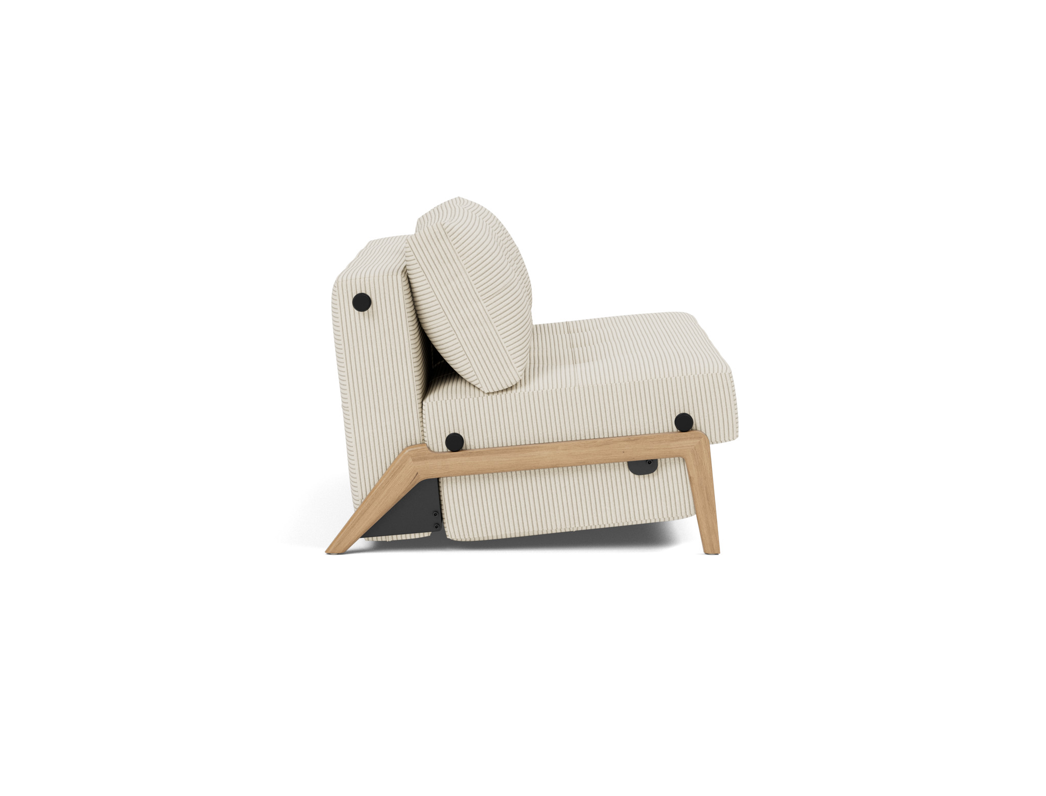 Schlafsofa Cubed 140 Kord Corduroy 594-Ivory Beine Eiche