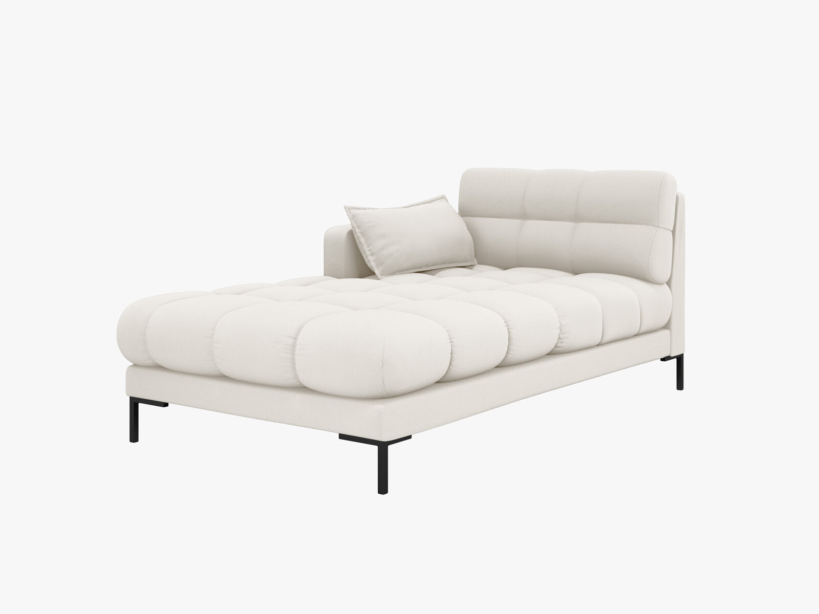 Micadoni Recamiere Mamaia 1-Sitzer Links Strukturierter Stoff Neve Helles Beige schwarze Beine