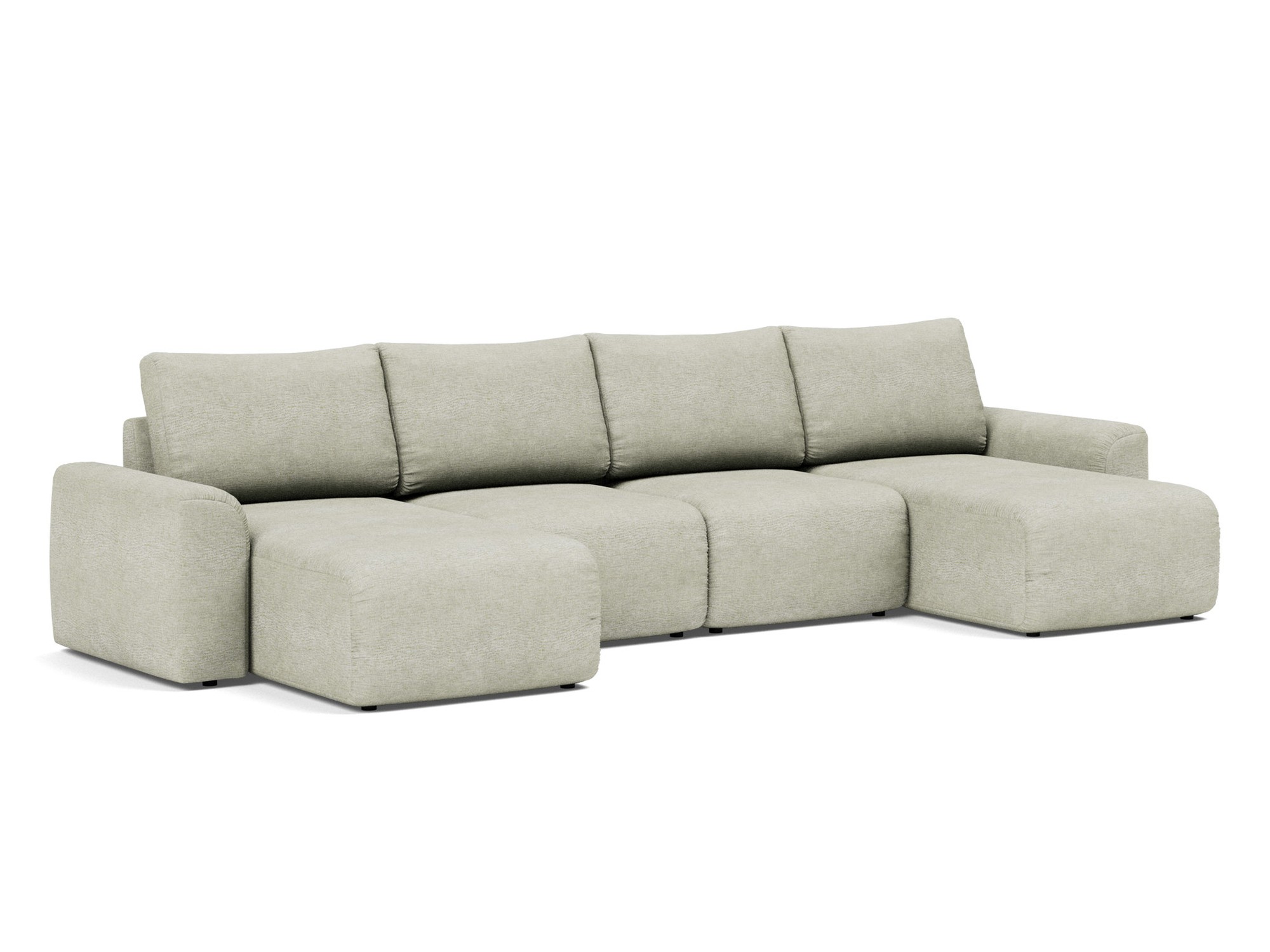 Schlafsofa Norum U-Form mit Chunky-Armlehnen Flachgewebe Avella 280-Sand