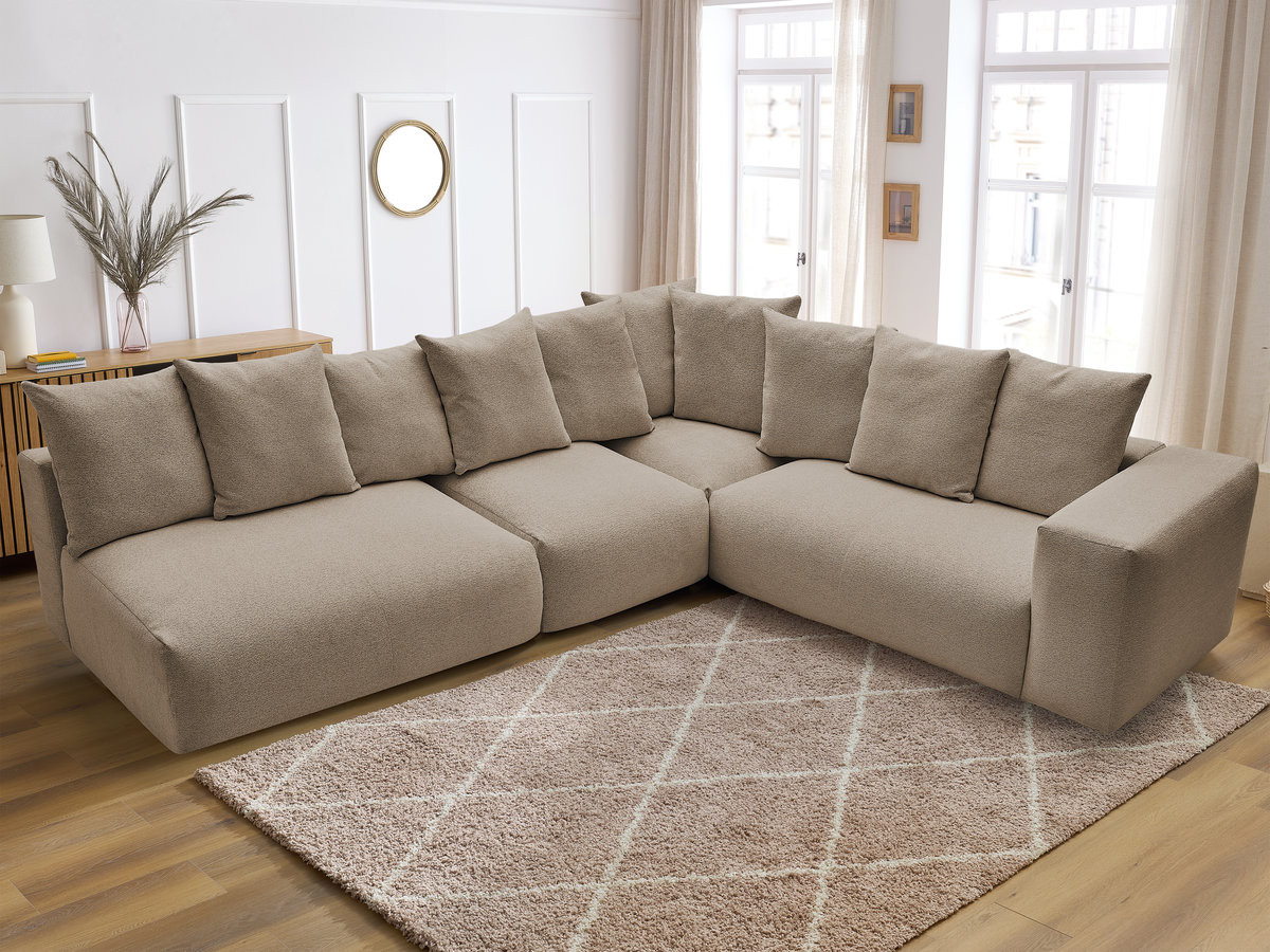 Bobochic Voltaire Ecksofa 322 × 268 cm Melange-Stoff Taupe Ecke rechts