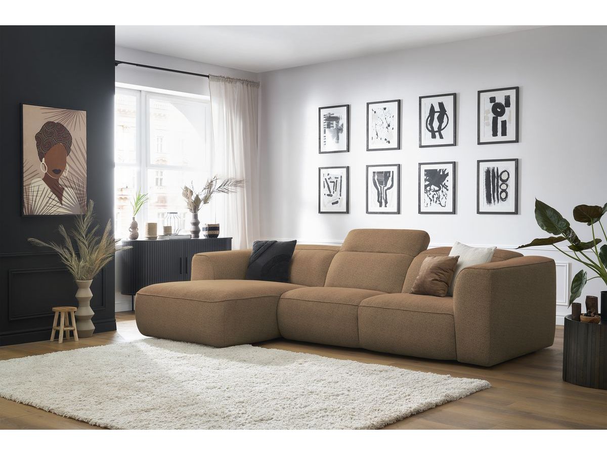 Bobochic William Ecksofa Melange-Stoff Orange Ecke links