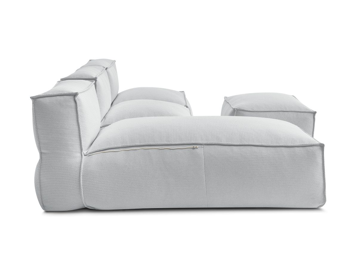 Bobochic Biarritz Gartensofa 4-Sitzer mit Pouf 252 × 168 cm Melange-Stoff Grau
