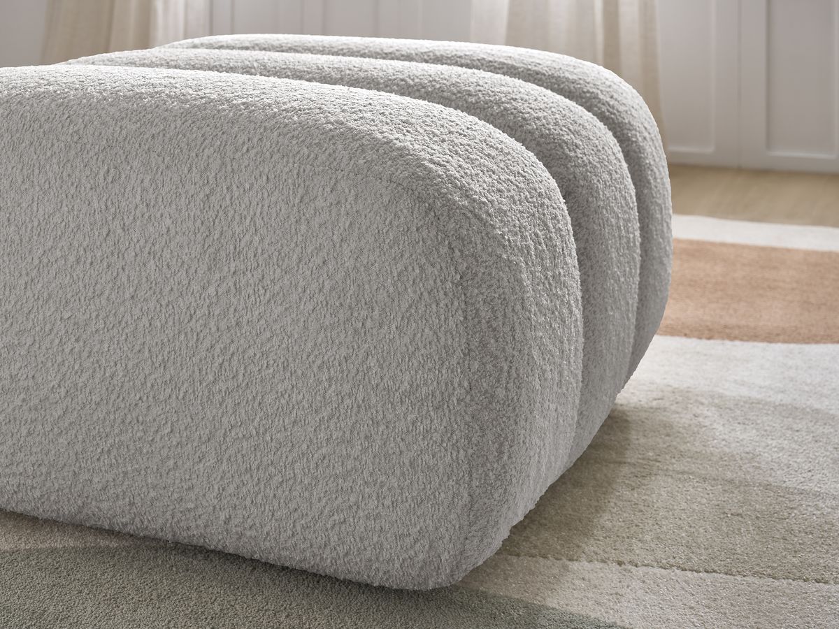 Bobochic Talia Pouf Bouclé-Stoff Hellgrau