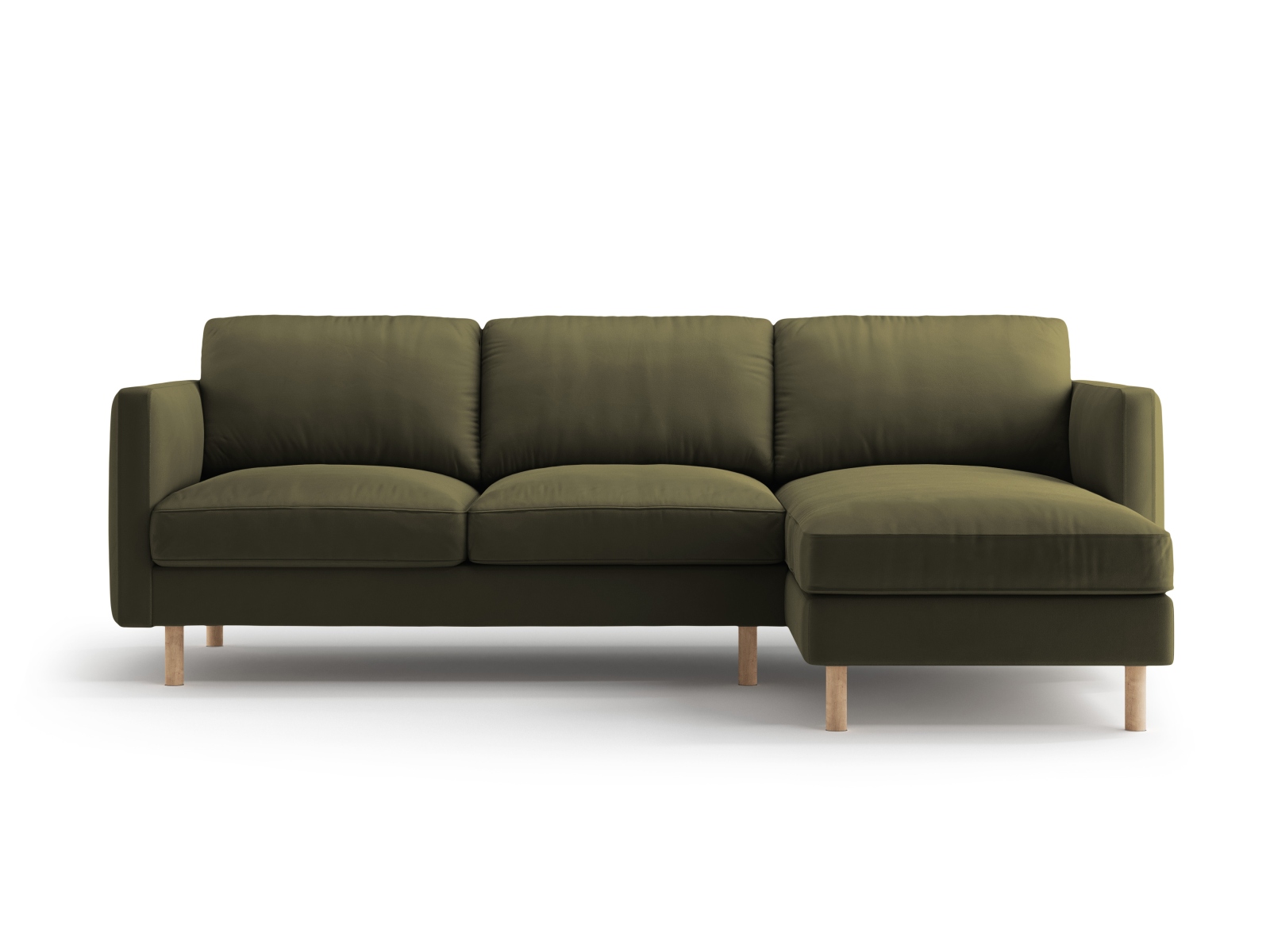 Micadoni Ecksofa Eden Groß 3-Sitzer Rechts Samt Moßgrün Melange