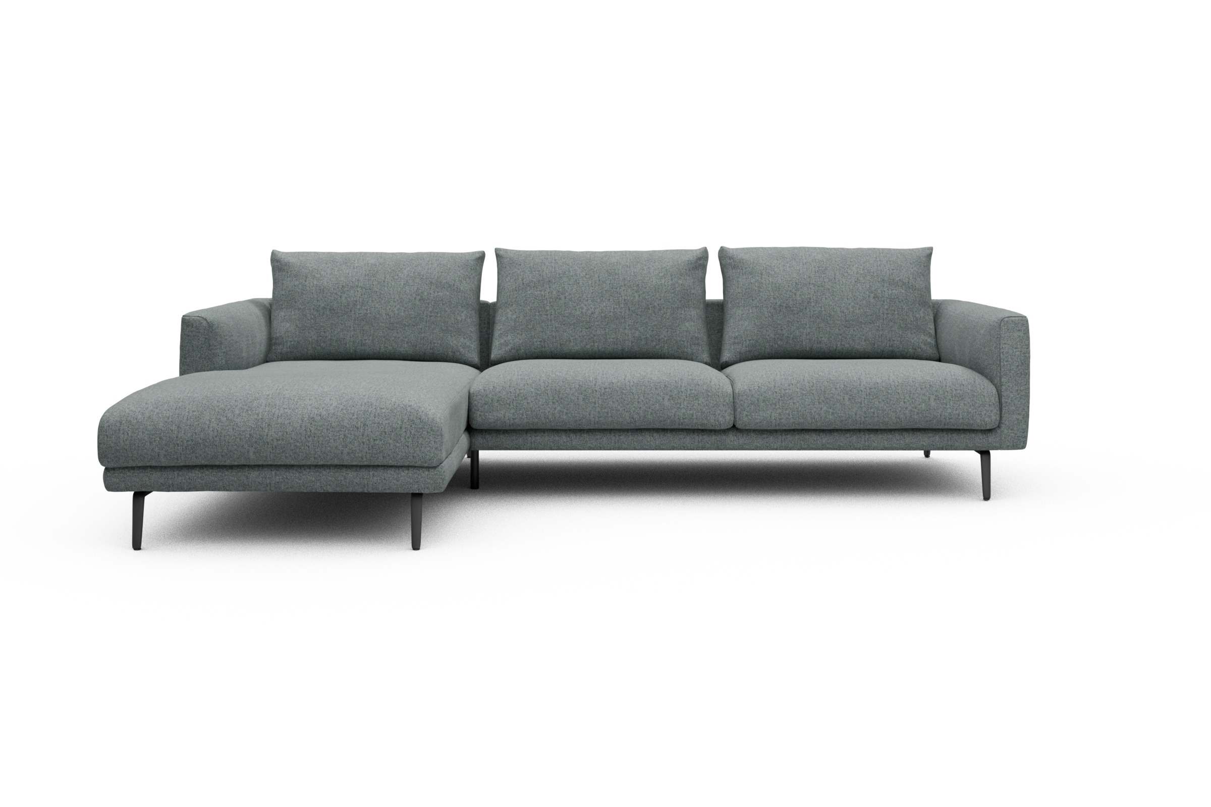 Skandi Home Ecksofa Karl Chaiselongue links mit 2,5-Sitzer Casone-Light-Mixed-Green moebelfaktor