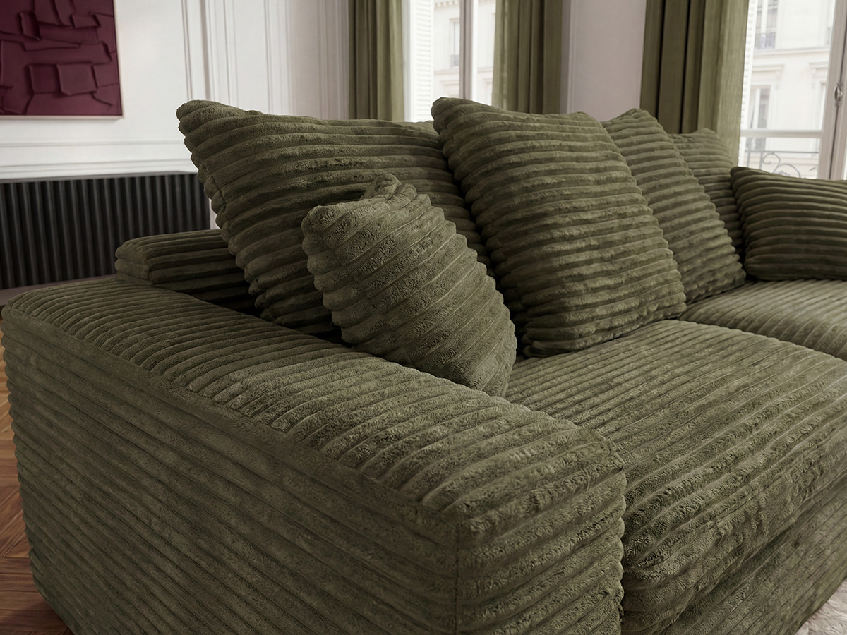 Bobochic Nevada Sofa 2,5-Sitzer Breitcord weich Grün