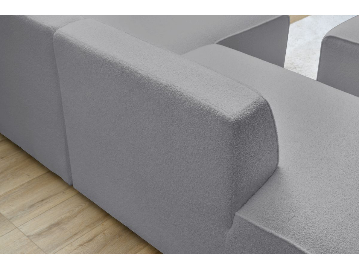 Bobochic Megeve Ecksofa Bouclé-Stoff Hellgrau Ecke rechts