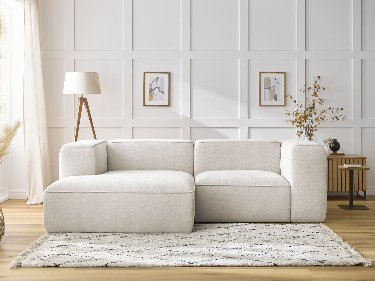 Bobochic Zephyr Ecksofa 260 × 165 cm Strukturstoff Weiß Ecke links