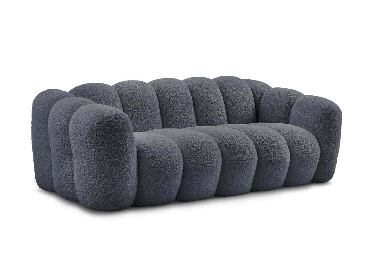 Bobochic Hippolyte Sofa 3-Sitzer Bouclé-Stoff Dunkelgrau