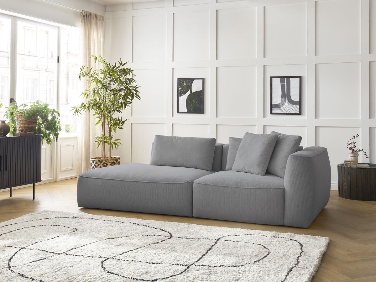 Bobochic Leopold Sofa 3-Sitzer Melange-Stoff Hellgrau Armlehne rechts