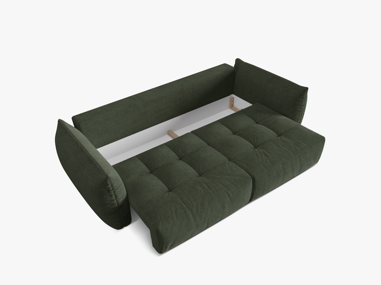 Micadoni Bloom Samtiges Sofa Mit Bettfunktion Und Stauraum Strukturierter Stoff Wind Moosgrün