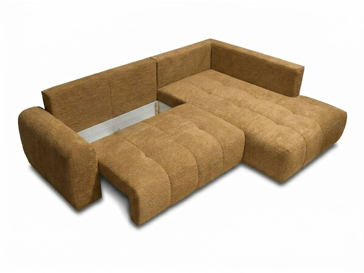 Bobochic Roxelane Ecksofa mit Schlaffunktion und Bettkasten Bouclé-Stoff Gelb Ecke rechts