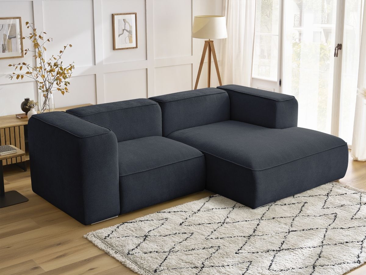 Bobochic Zephyr Ecksofa 260 × 165 cm Strukturstoff Dunkelblau Ecke rechts
