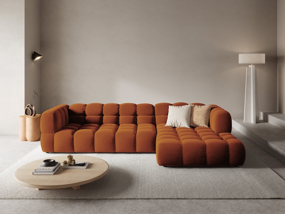 Cosmopolitan Design Ecksofa Sky 4-Sitzer große Version Samt Casino Terrakotta Rechts