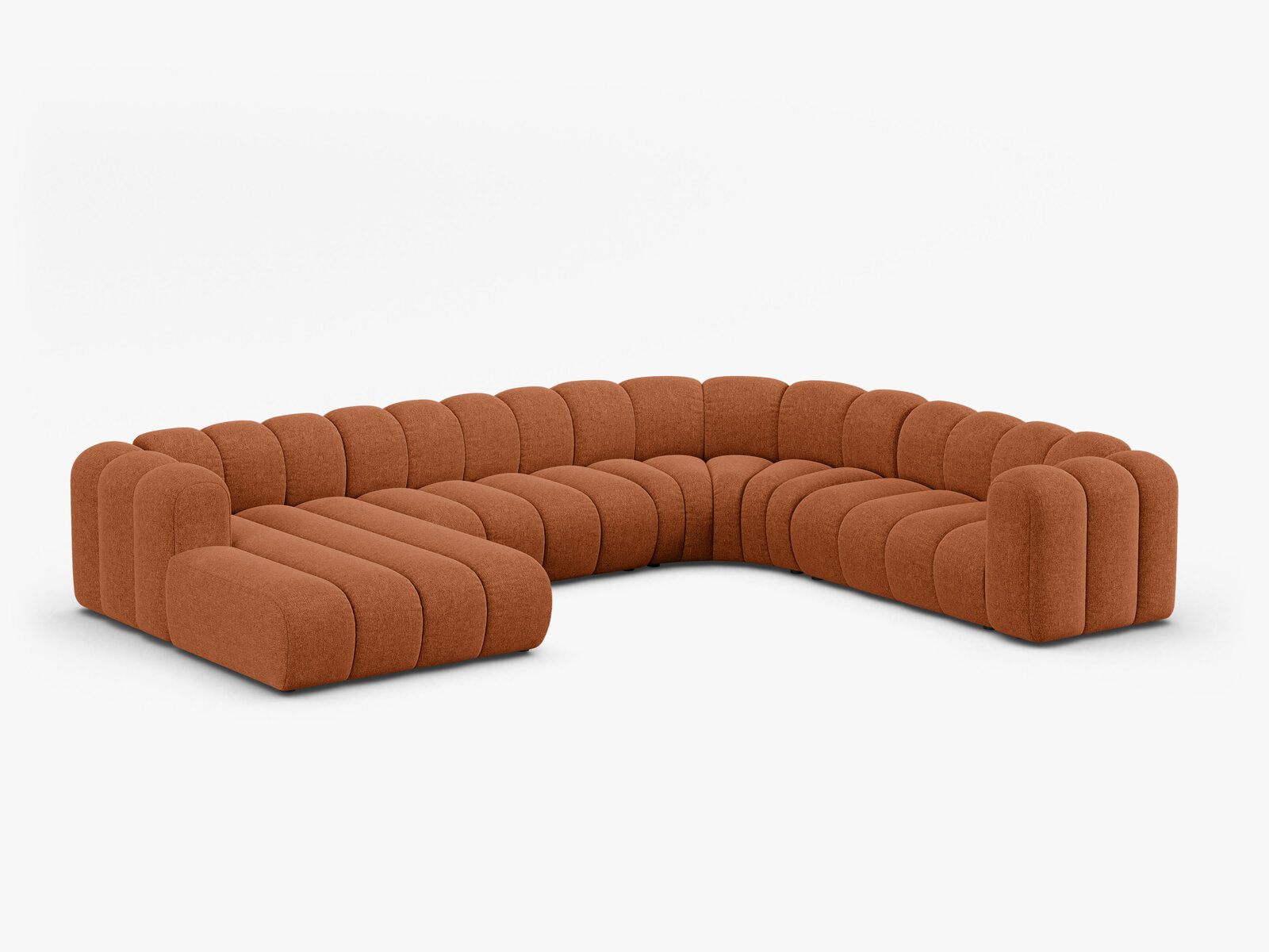 Micadoni Modulares Panorama Ecksofa Lupine 6-Sitzer Rechts Chenille Eden Ziegel