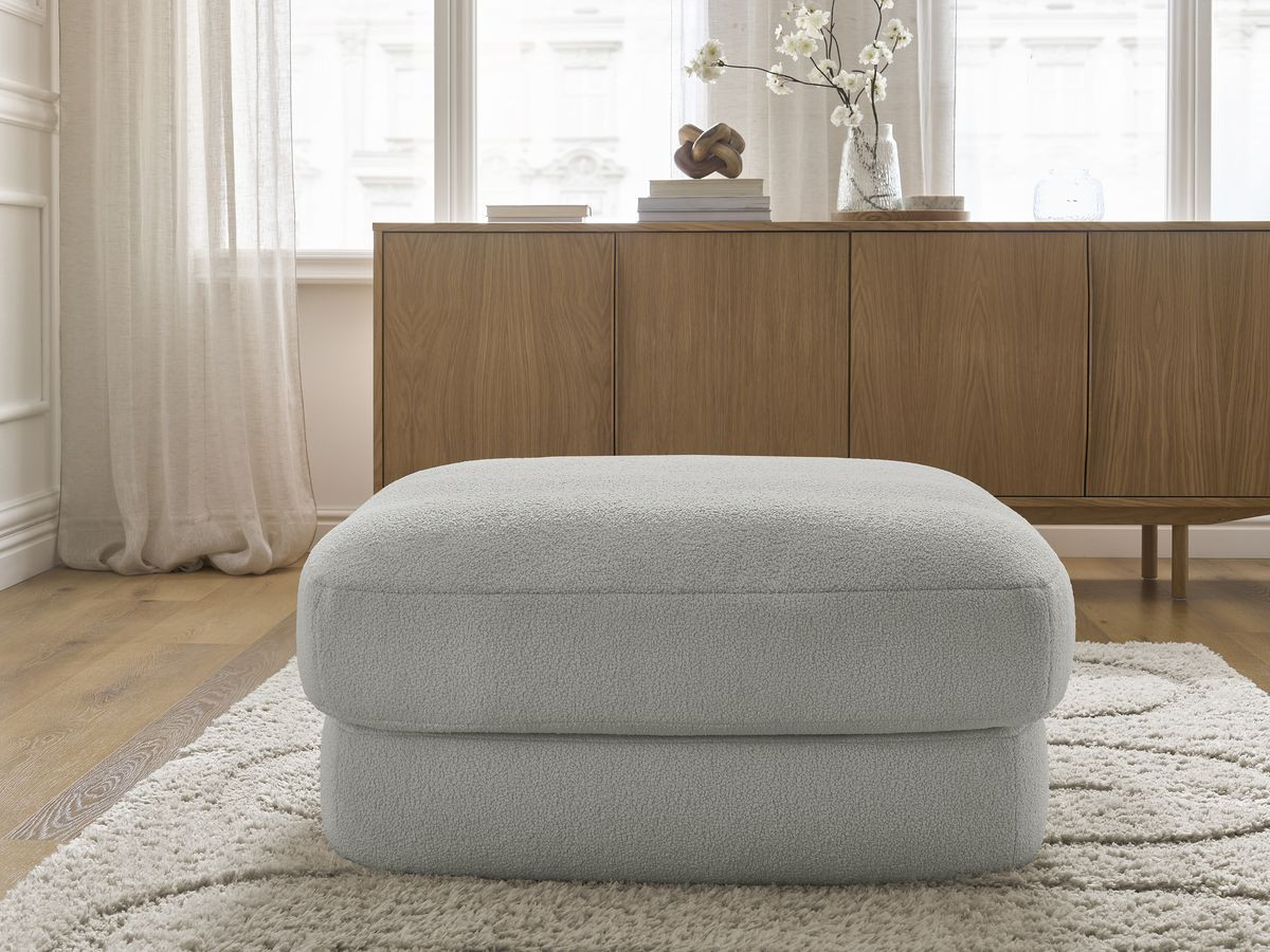 Bobochic Leonore Pouf Bouclé-Stoff Hellgrau