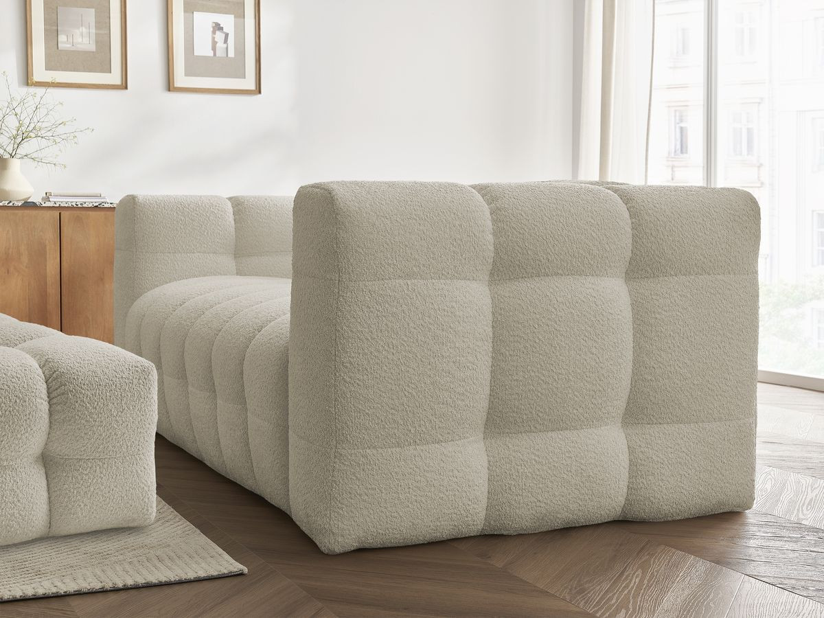 Bobochic Cloud Schlafsofa 3-Sitzer mit Pouf Bouclé-Stoff Beige