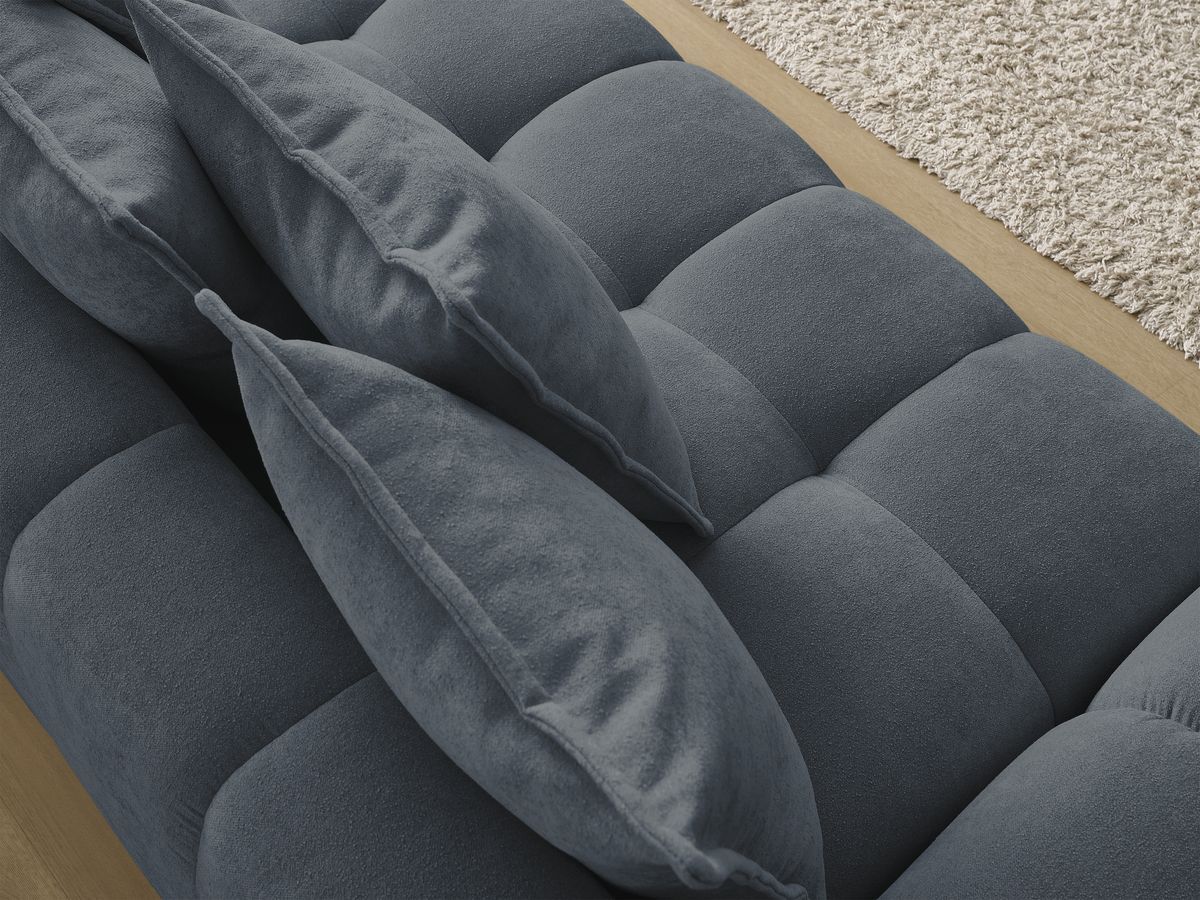 Bobochic Everest Sofa 3-Sitzer, 5 Kissen Strukturstoff Dunkelblau