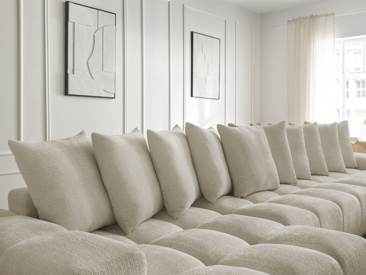 Bobochic Anakin Wohnlandschaft, 10 Kissen Strukturstoff Beige