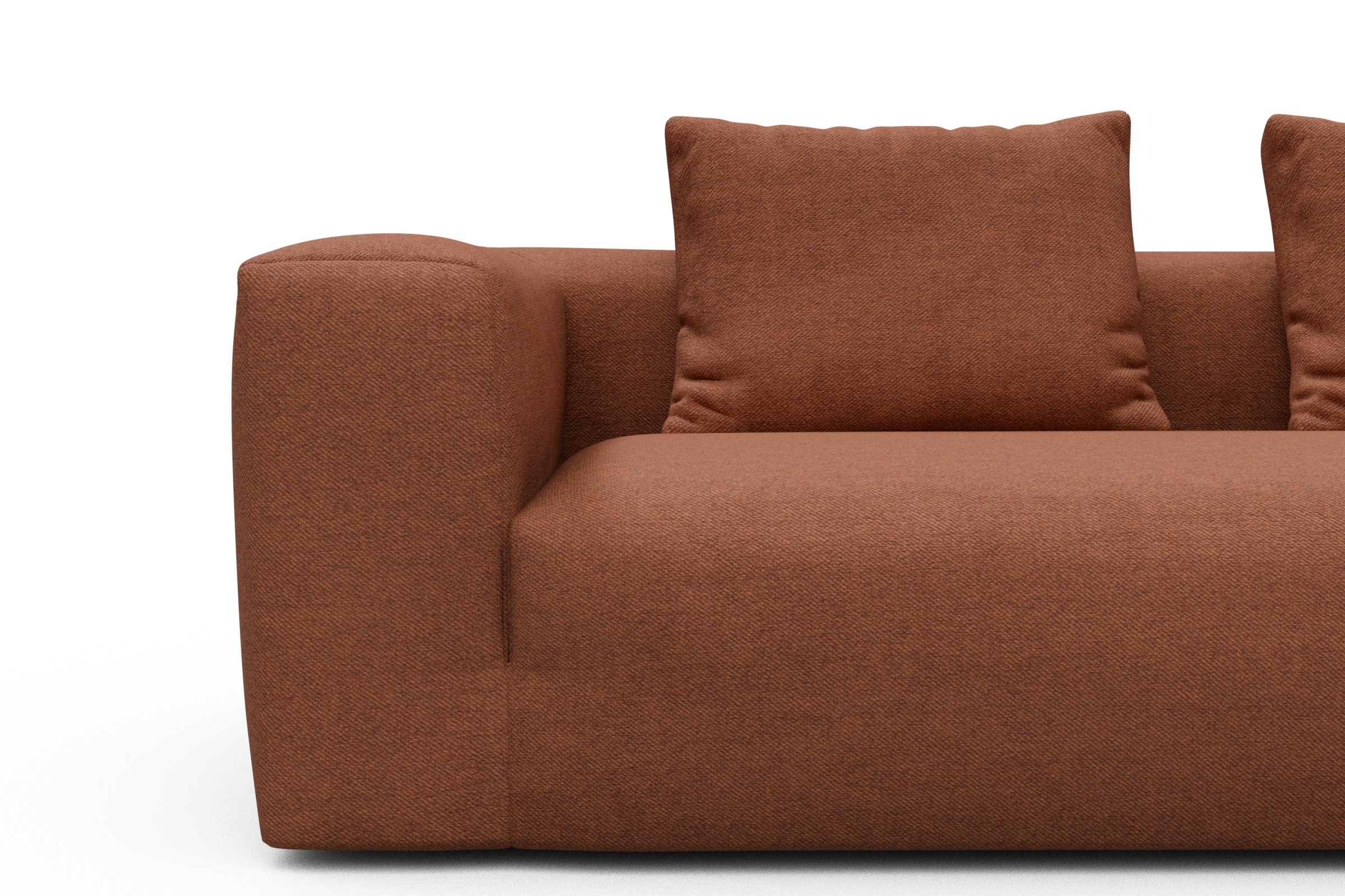 Wohnlandschaft Fred Chaiselongue rechts mit 2-Sitzer und lange Armlehne links Weda-Rust