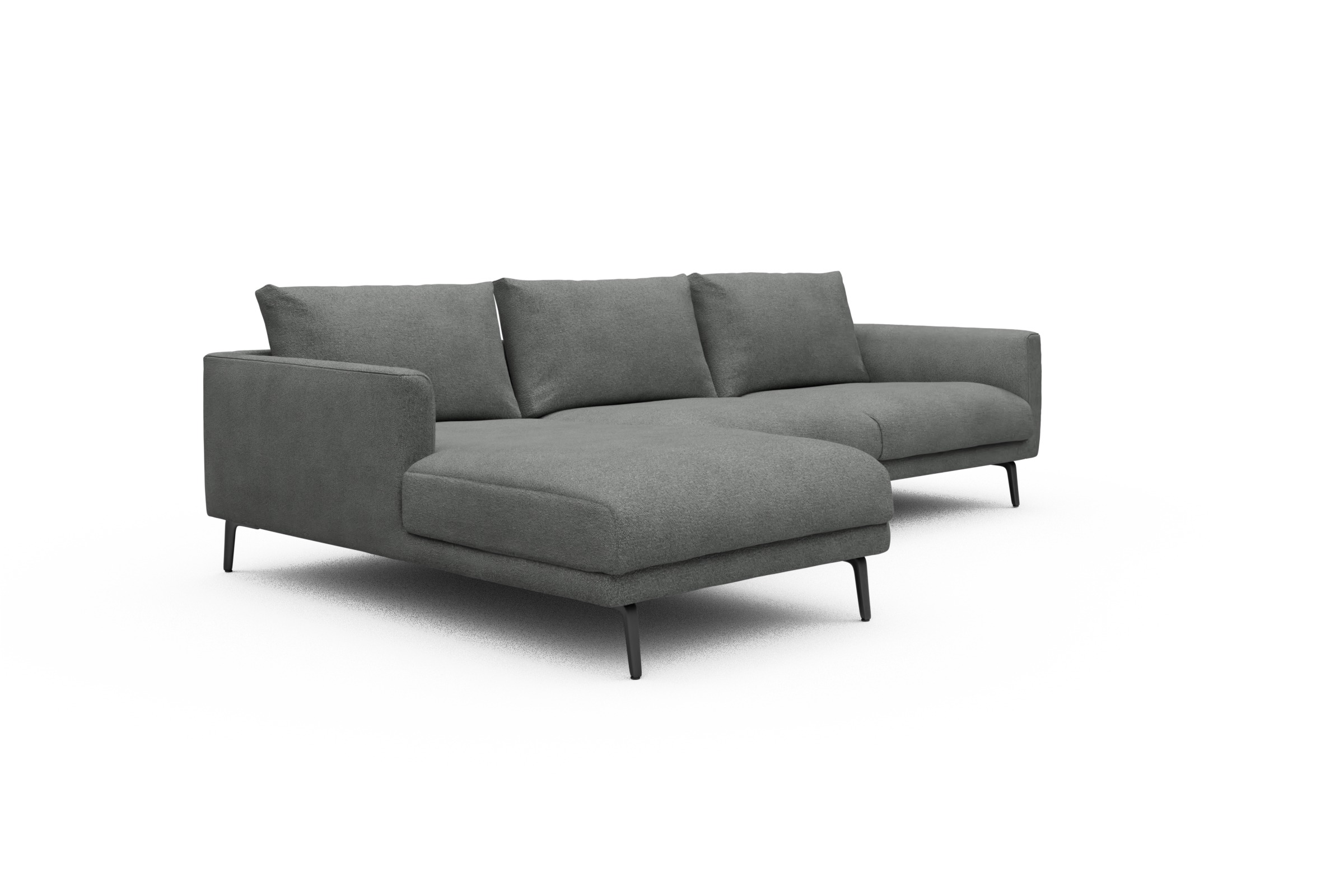 Ecksofa Karl Chaiselongue links mit 2,5-Sitzer Boucle-Ash-Grey