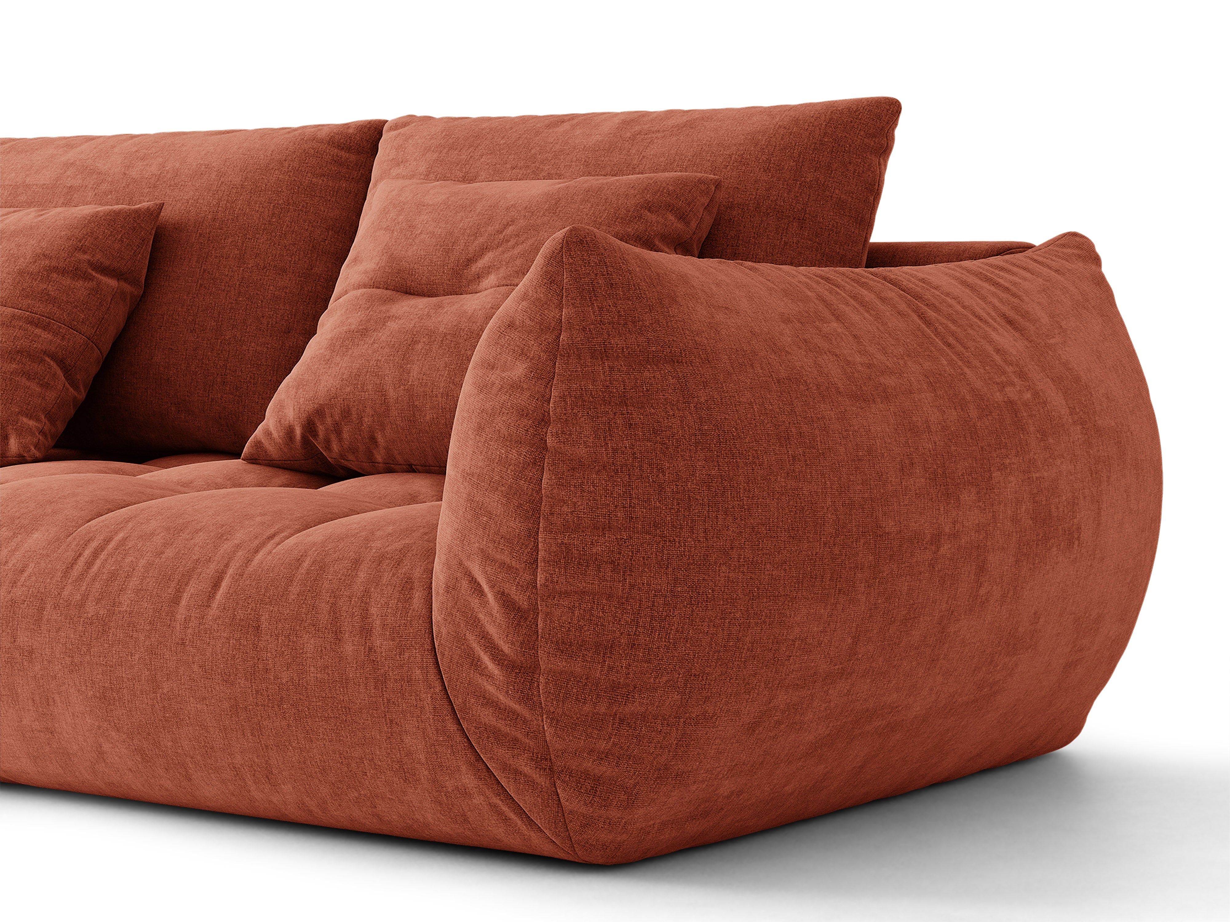 Micadoni Bloom Ecksofa 6-Sitzer Links Strukturierter Stoff Wind Kastanienbraun