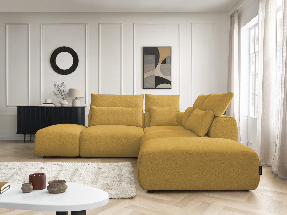 Bobochic Jana Ecksofa Melange-Stoff Gelb