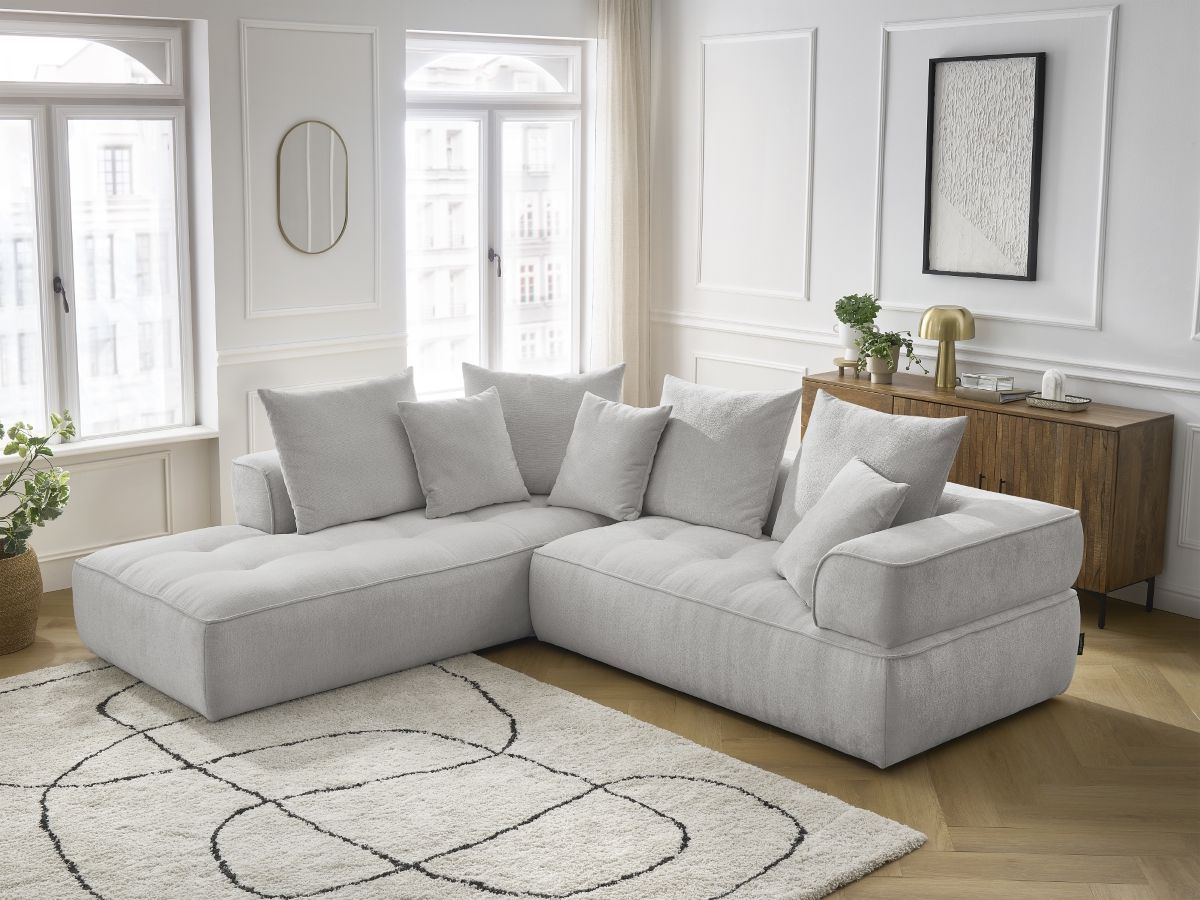 Bobochic Whesley Ecksofa Stoff Hellgrau Ecke links