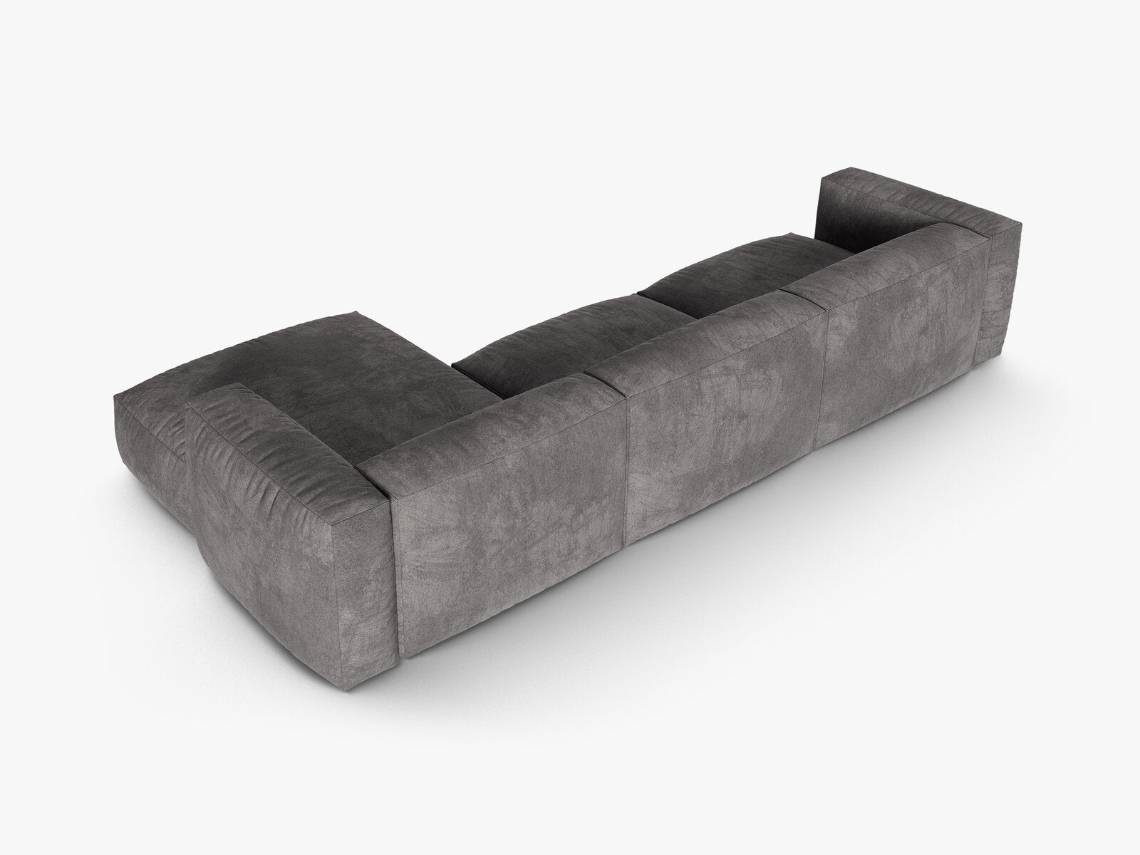 Micadoni Ecksofa Martina 3-Sitzer 90cm Sitztiefe Rechts Samt Vogue Grau
