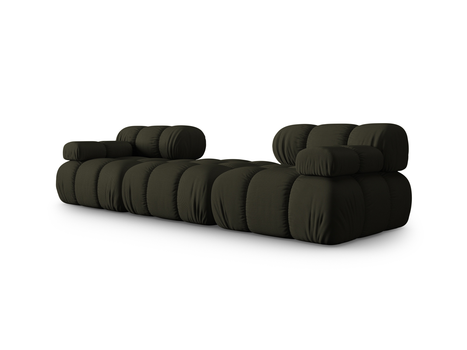 Micadoni Modulares Sofa Bellis 3-Sitzer mit flachem Modul 3D-Stoff Sonic Amazonas Grün