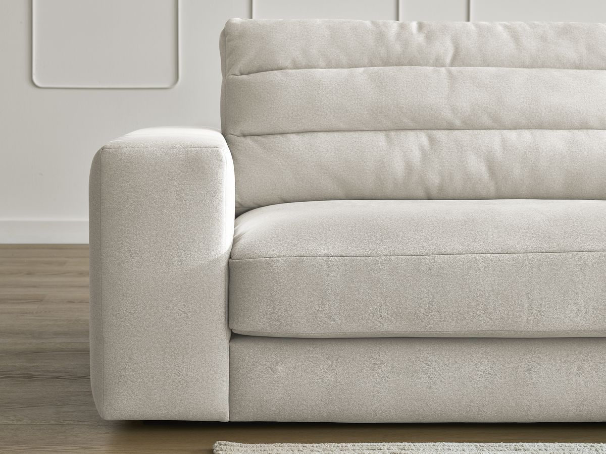 Bobochic Sierra Ecksofa mit Pouf Samt Beige Ecke rechts