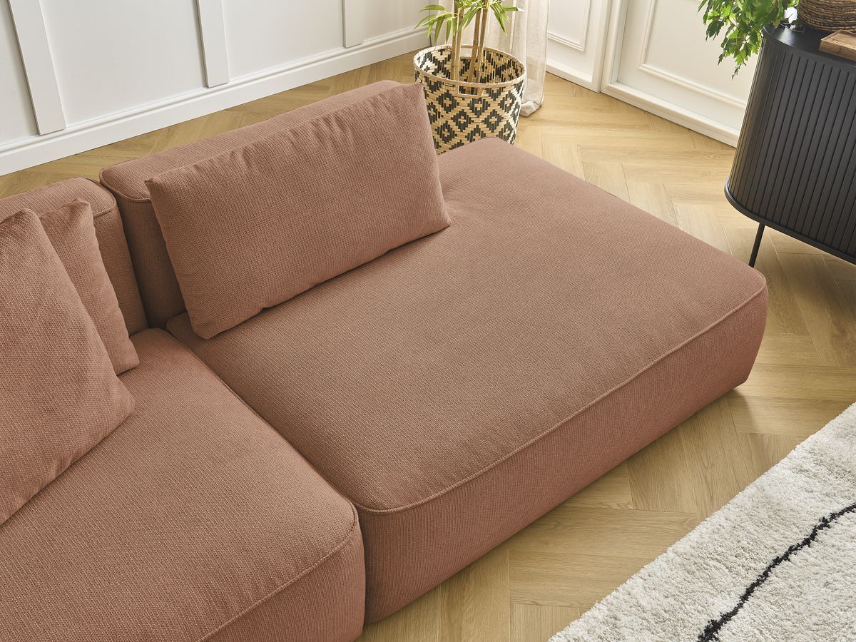 Bobochic Leopold Sofa 3-Sitzer Melange-Stoff Orange Armlehne links