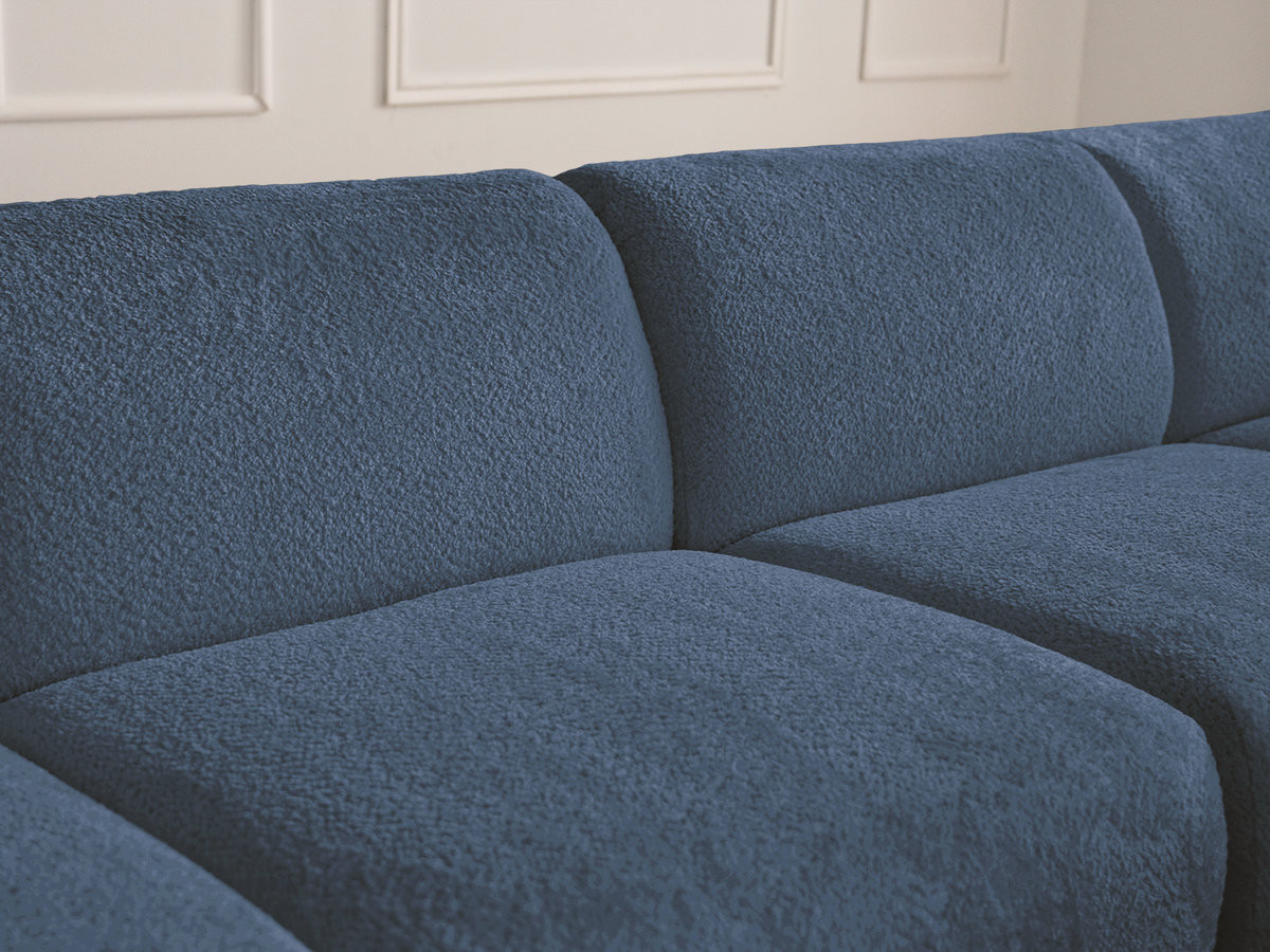 Bobochic Anda Wohnlandschaft mit Pouf 396 × 357 cm Chenille Dunkelblau Ecke links